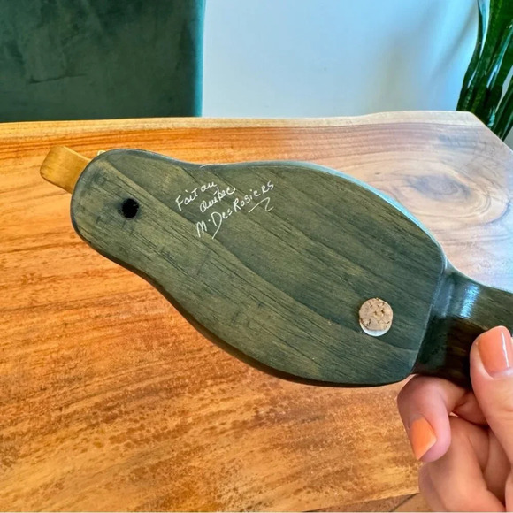 Vintage Handpainted Wooden Mallard Duck Signed M. DesRosiers - Picture 11 of 17